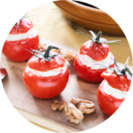 Tomate mi-confite, fromage frais de brebis