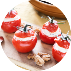 Tomate mi-confite, fromage frais de brebis