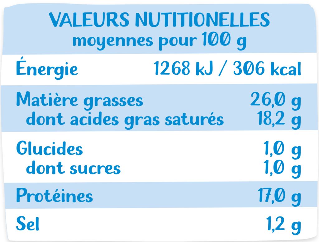 Tableau nutritionnel Fromage de brebis Affiné 140g