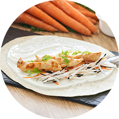 Wrap poulet crudité et fromage blanc de brebis